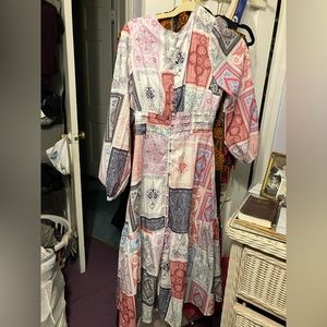 Gorgeous XS patchwork midi/ maxi dress. Silk- like